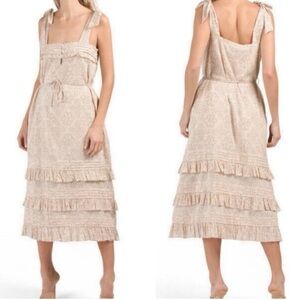 Cleobella Zane Sleeveless Adjustable Tie Strap Tiered Midi Dress